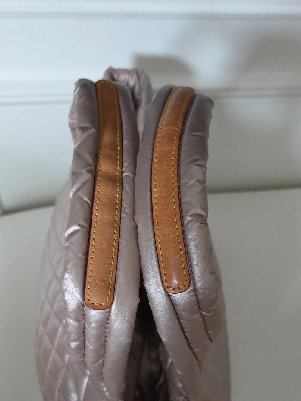 Quilted Metallic Tote Bag - Champagne Pink by MZ Wallace - Picture 4 of 7